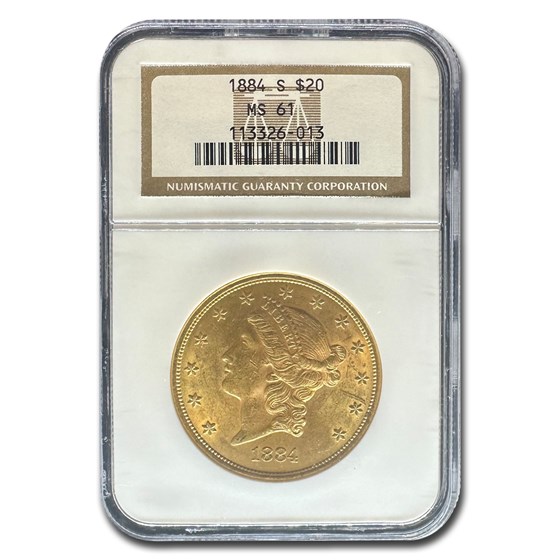 1884-S $20 Liberty Gold Double Eagle MS-61 NGC 1884-S $20 Liberty Gold Double Eagle MS-61 NGC